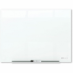 Quartet InvisaMount Magnetic Glass Board 48" (4 ft) Width x 36" (3 ft) Height - White Tempered Glass Surface - Horizontal - Magnetic - Frameless, Accessory Tray, Non-absorbent, Stain Resistant, Ghost Resistant, Scratch Resistant, Dent Resistan (Q25F01IMW)