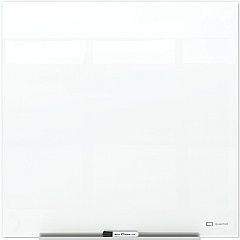 Quartet InvisaMount Magnetic Glass Board 48" (4 ft) Width x 48" (4 ft) Height - White Glass Surface - Horizontal - Magnetic - Frameless, Accessory Tray, Non-absorbent, Stain Resistant, Ghost Resistant, Scratch Resistant, Dent Resistant, Easy t (Q25F02IMW)