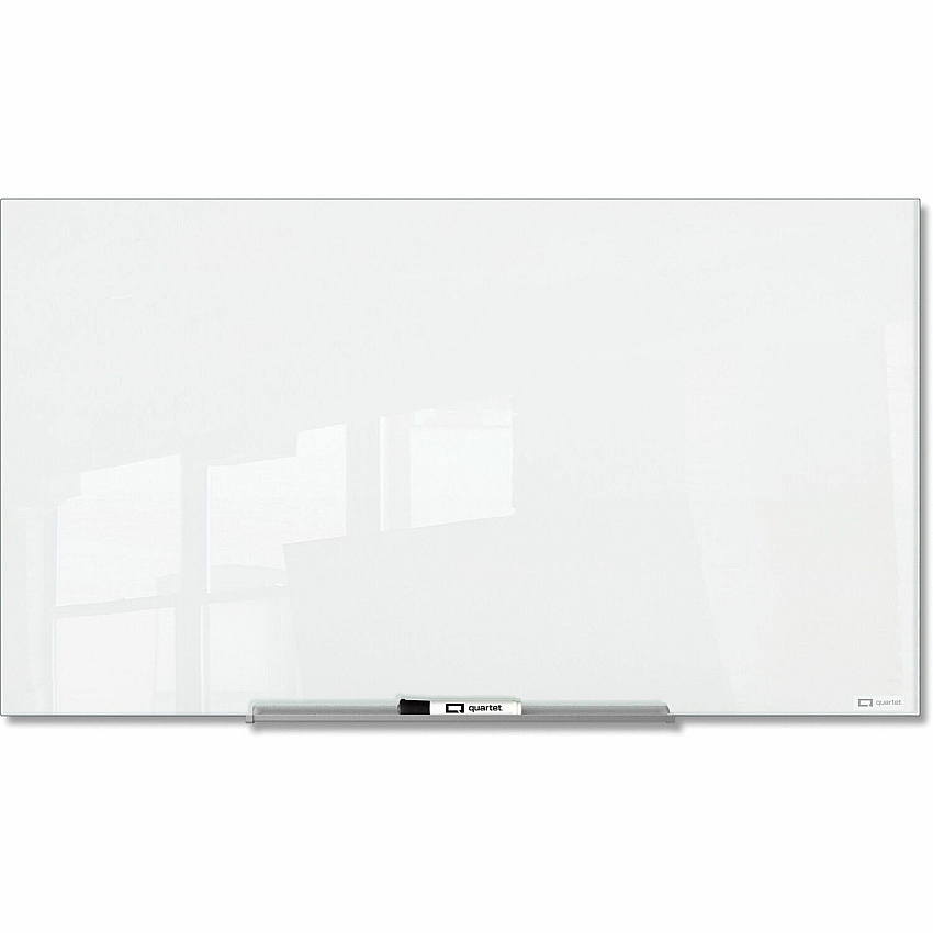 Quartet InvisaMount Magnetic Glass Board 48" (4 ft) Width x 72" (6 ft) Height - White Glass Surface - Horizontal - Magnetic - Frameless, Accessory Tray, Non-absorbent, Stain Resistant, Ghost Resistant, Scratch Resistant, Dent Resistant, Easy t (Q25F03IMW)