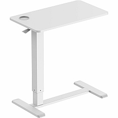 Kantek Mobile Pneumatic-Lift Side Desk/Table Laminated Top - 15 lb Capacity - Height Adjustable - 28" Table Top Width x 15.70" Table Top Depth - Assembly Required - White - Melamine Top Material - 1 Each (STS500W)