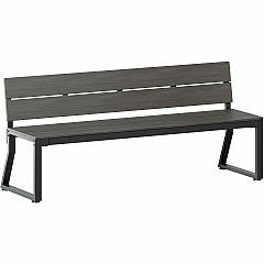 Lorell Faux Wood Outdoor Bench 17.8" Height x 72" Width x 17.8" Depth - Material: Faux Wood, Polystyrene - Finish: Gray - Backrest, Easy to Clean, Sturdy - For Outdoor - 1 Each (LLR42671)
