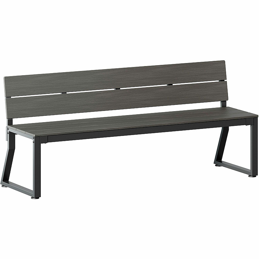 Lorell Faux Wood Outdoor Bench 17.8" Height x 72" Width x 17.8" Depth - Material: Faux Wood, Polystyrene - Finish: Gray - Backrest, Easy to Clean, Sturdy - For Outdoor - 1 Each (LLR42671)
