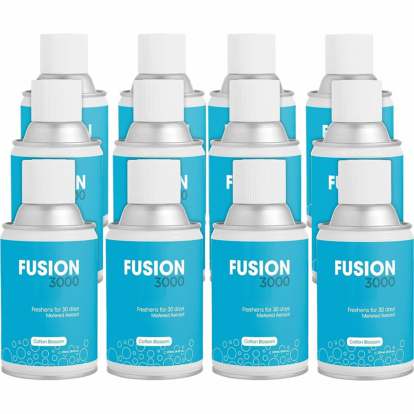 Fresh Products Fusion 3000 Metered Aerosols 6000 ft? - Cotton Blossom - 30 Day - Odor Neutralizer, VOC Compliant - 12 / Carton (MAIRCB)