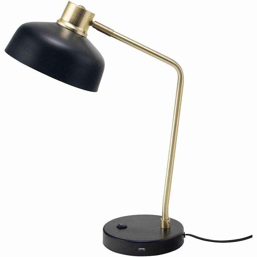 Victory Light Adjustable LED Lamp 20" Height x 7.9" Width - 10 W LED Bulb - USB Powered, Adjustable Shade, Energy Saving, Touch-activated, Adjustable Arm, USB Charging - Round - Metal - Desk Mountable - Black - for Desk, Smartphone, Smart Watc (V210815HB)
