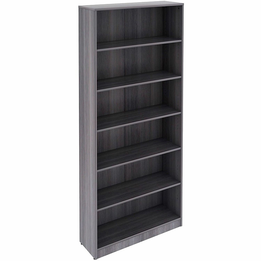 Lorell Laminate Bookcases 36" Width x 12" Depth x 84" Height - 6 x Shelf(ves) - Sturdy, Laminated, Adjustable Shelf, Adjustable Feet, Square Edge - Weathered Charcoal - Medium Density Fiberboard (MDF), Thermofused Laminate (TFL) - Assembly Requ (LLR69665)