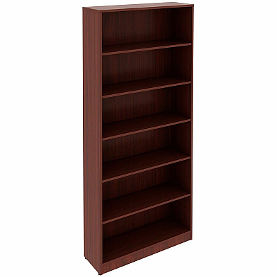 Lorell Laminate Bookcases 36" Width x 12" Depth x 84" Height - 6 x Shelf(ves) - Sturdy, Laminated, Adjustable Shelf, Adjustable Feet, Square Edge - Mahogany - Medium Density Fiberboard (MDF), Thermofused Laminate (TFL) - Assembly Required - 1 E (LLR99750)