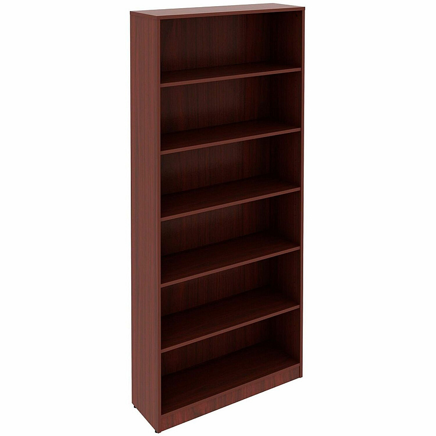 Lorell Laminate Bookcases 36" Width x 12" Depth x 84" Height - 6 x Shelf(ves) - Sturdy, Laminated, Adjustable Shelf, Adjustable Feet, Square Edge - Mahogany - Medium Density Fiberboard (MDF), Thermofused Laminate (TFL) - Assembly Required - 1 E (LLR99750)