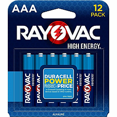 Rayovac High Energy Battery For Flashlight, Toy, Mouse, Remote Control - AAA - 12 Year Shelf Life - 12 / Pack (82412T) Rayovac High Energy Battery For Flashlight, Toy, Mouse, Remote Control - AAA - 12 Year Shelf Life - 12 / Pack (82412T)