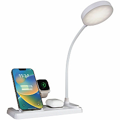OttLite LED Desk Light with Multi Charging Station 14" Height x 3.7" Width - LED Bulb - Wireless Charging, Built-in USB Port, Dimmable, Flexible Neck, Touch-activated - White - for Desk - 1 Each (VW2009) OttLite LED Desk Light with Multi Charging Station 14" Height x 3.7" Width - LED Bulb - Wireless Charging, Built-in USB Port, Dimmable, Flexible Neck, Touch-activated - White - for Desk - 1 Each (VW2009)