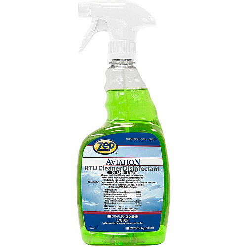 Zep Commercial Aviation RTU Cleaner/Disinfectant For Multipurpose - Ready-To-Use - 32 fl oz (1 quart) - Pleasant Scent - Recommended For: Virus Remover, Coronavirus, Norovirus - Disinfectant, Deodorize, Mold Resistant, Mildew Resistant, Odor Neut (H02501)