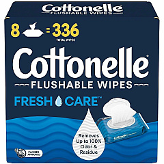 Cottonelle FreshCare Flush Wipes CleaningRipples Texture - White - Fiber - 8 / Box (51826)
