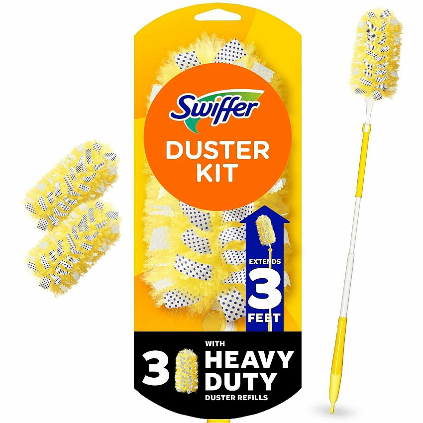 Swiffer Unscented Duster Kit Fiber Bristle - 36" Handle Length - Yellow - 4 / Carton (89114)
