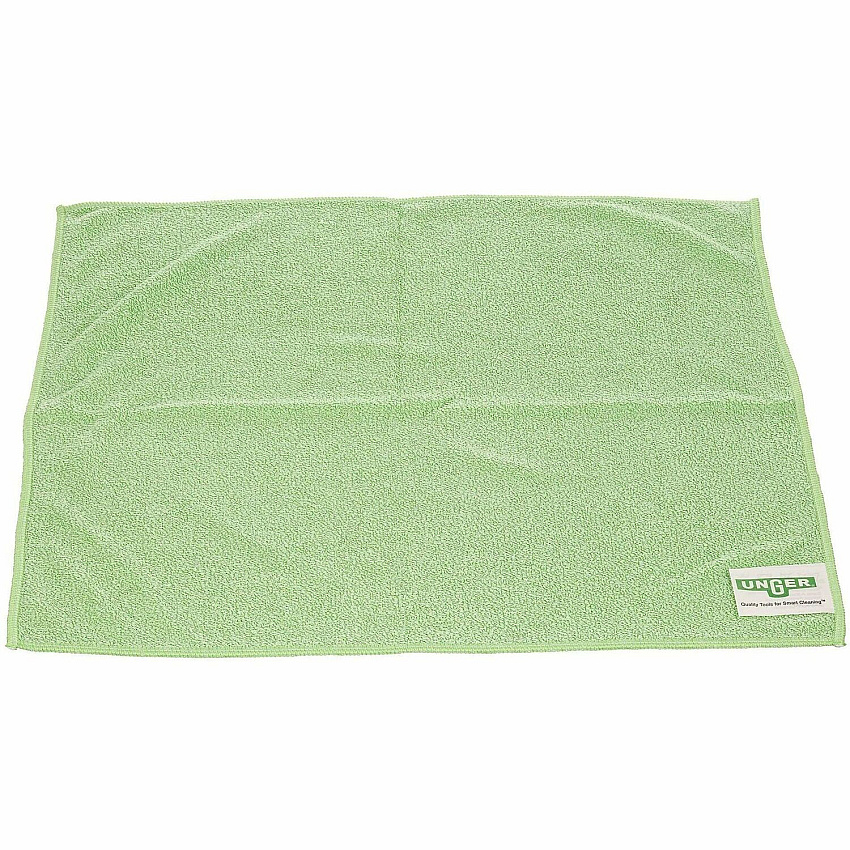 Unger MicroWipe 2000 Medium-Duty Microfiber Cloth For General Purpose - Cloth, Wipe - Recommended For: Debris Remover, Bacteria Remover, Soil Remover, Mold Remover - Medium Duty, Absorbent, Washable, Durable - Green - 10 / Carton (MB400)