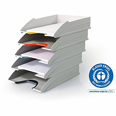 DURABLE Varicolor Mix Tray Set 5, White/Multicolor Vertical - 2.91" Height x 10.39" Width x 13.23" Depth - Desk - Stackable - Stackable, Durable, Eco-friendly - White, Multicolor - Plastic - 1 Each (770427)