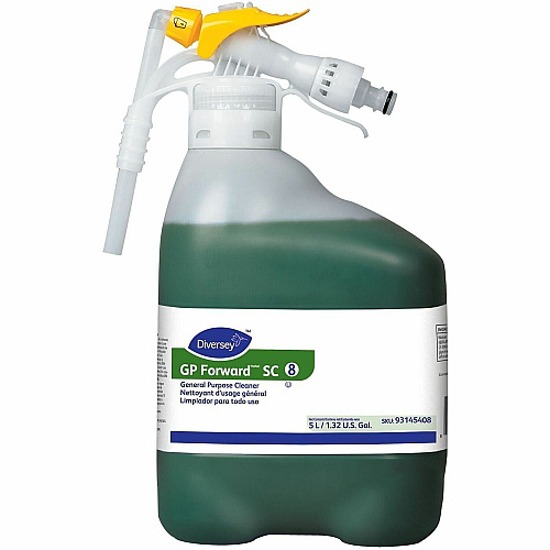 Diversey GP Forward General Purpose Cleaner For Multi Surface - Concentrate - Liquid - 169.1 fl oz (5.3 quart) - 11.4 to 12.83 pH - Citrus Scent - Recommended For: Dirt Remover, Grit Remover, Grease Remover, Soap Scum Remover - Versatile, Rinse (93145408)