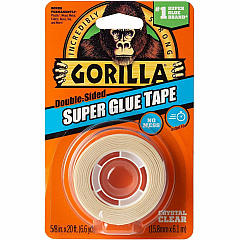 Gorilla Glue Gorilla Double-Sided Super Glue Tape 20 ft Length x 0.62" Width - Clear - For Multipurpose, Indoor, Outdoor, Craft Project, School, Plastic, Wood, Metal - 1 Each (109340)
