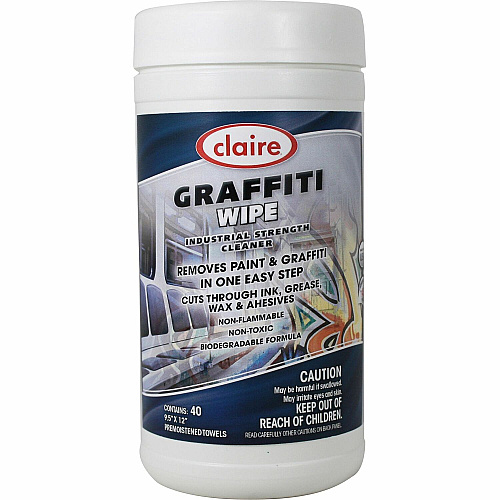Claire Graffiti-Wipe For Hard Surface, Multipurpose - Wipe - Non-toxic, Non-flammable, Biodegradable, Abrasive, Non-scratching - White - 40 / Each (CL963)