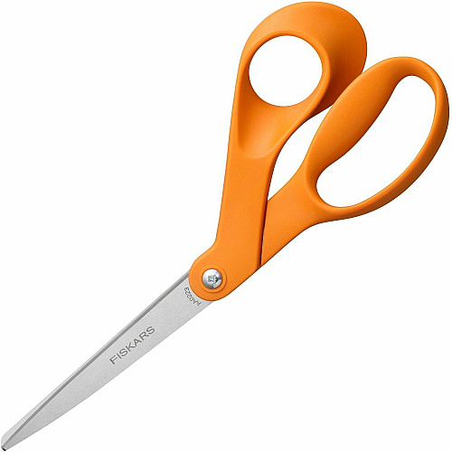 Fiskars Original Orange-handled Scissors 8" Overall Length - Bent - Stainless Steel Precision-ground Blade - Sharp Tip - 1 Each (1069755)