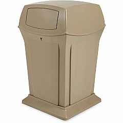 Rubbermaid Commercial Ranger Waste Container Hinged Lid - 45 gal Capacity - For Outdoor - Durable, Hinged Door, Weighted Base - 27.6" Height x 19.5" Width x 19.5" Depth - Resin, Metal - Beige - 1 Each (FG917188BEIG)