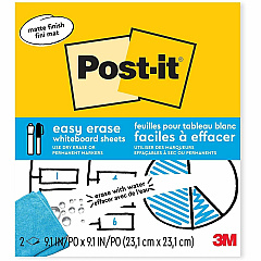 3M Easy Erase Permanent Marker Whiteboard Sheets White Sheet Color - Stain Proof - 2/Pack - 1 Each (EESH2PKSIOC) 3M Easy Erase Permanent Marker Whiteboard Sheets White Sheet Color - Stain Proof - 2/Pack - 1 Each (EESH2PKSIOC)