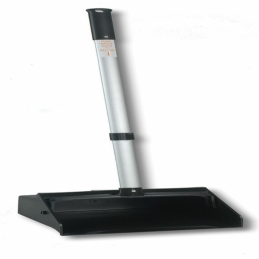 Genuine Joe Lobby Dust Pan 11.50" Wide - Aluminum Handle - Black, Silver - 1 Each (GJO85237)