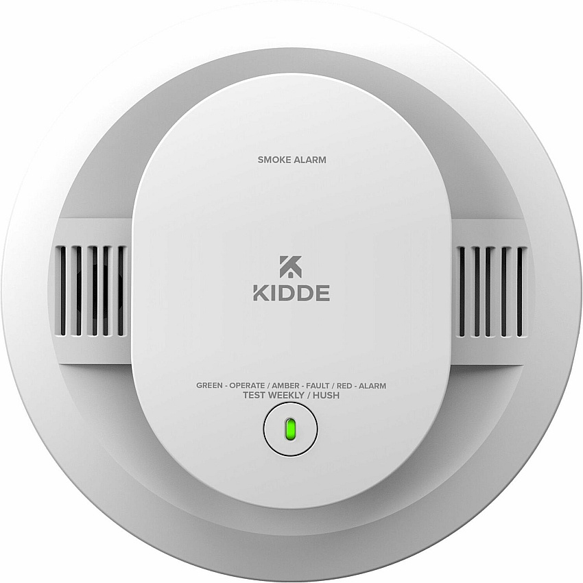 Kidde Smoke Alarm 85 dB - Visual, Audible - Surface Mount, Wall Mountable, Ceiling Mountable - Red, Green, Amber - White - 1 Each (21031447)