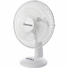 Kenmore 12" Desk Fan 3 Speed - Oscillating, Air Circulation - White - 1 Each (KM60007WH) Kenmore 12" Desk Fan 3 Speed - Oscillating, Air Circulation - White - 1 Each (KM60007WH)