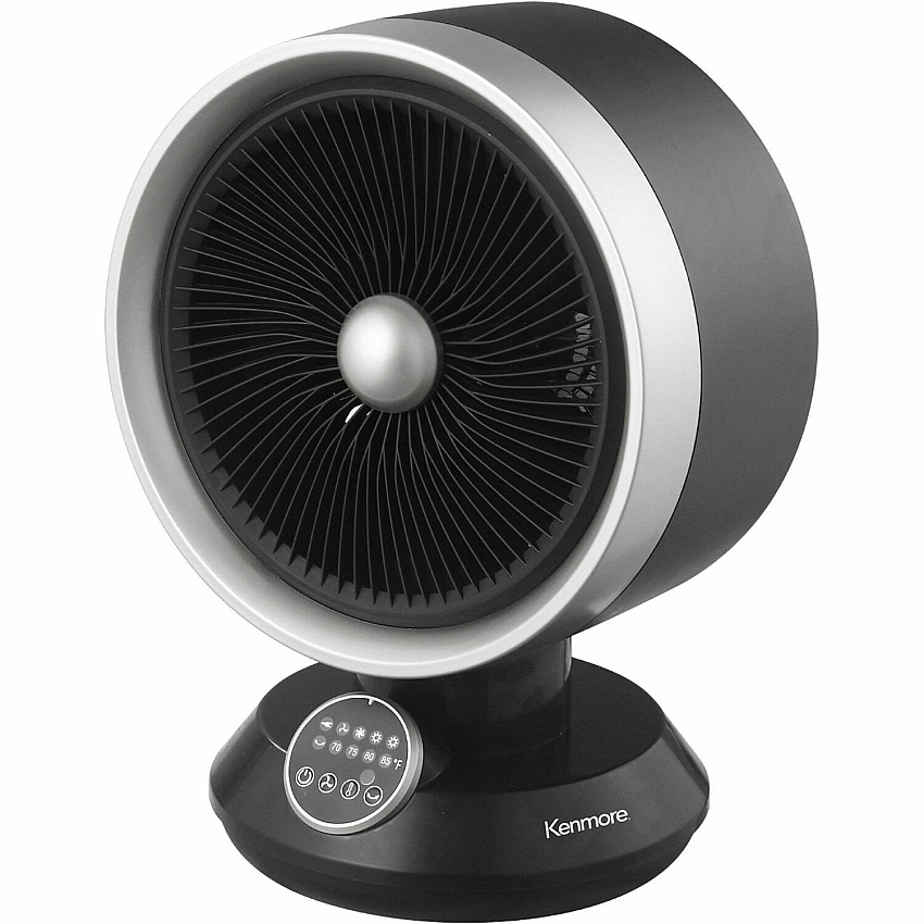 Kenmore Fan & Heater Combo 2 x Heat Settings - Remote Control - Oscillation - Office, Room, Kitchen - Desk - Black - 1 Each (KM60079BK)
