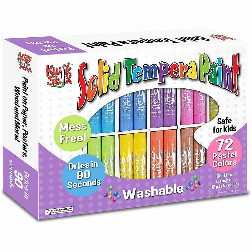Kwik Stix Kwik Stix Tempera Paint/Paper Set Stick - Assorted Pastel - Washable - 72/Set - 1 Each (692)