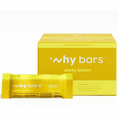 Why Bars Superfood Protein Snack Bars Gluten-free, Dairy-free, Soy-free, Non-GMO, Individually Wrapped - Zesty Lemon - 2.04 oz - 12 / Pack (WB7)