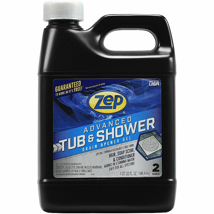 Zep Commercial Advanced Tub and Shower Drain Opener Gel For Drain, Bathtub, Shower, Home - Gel - 32 fl oz (1 quart) - Yellow - 1 Each (U49210)