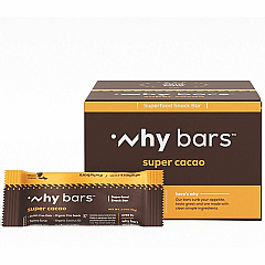Why Bars Superfood Protein Snack Bars Gluten-free, Dairy-free, Soy-free, Non-GMO, Individually Wrapped - Super Cacao - 2.04 oz - 12 / Pack (WB1)