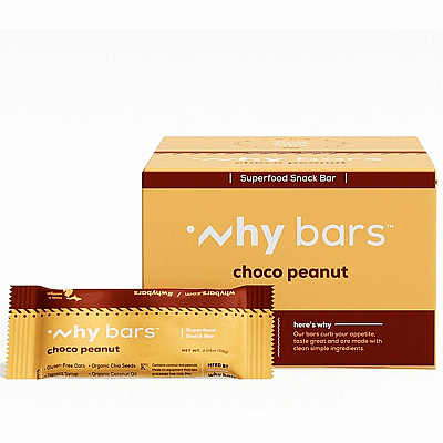 Why Bars Superfood Protein Snack Bars Gluten-free, Dairy-free, Soy-free, Non-GMO, Individually Wrapped - Choco Peanut - 2.04 oz - 12 / Pack (WB2)