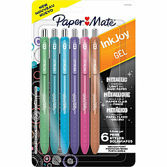 Paper Mate InkJoy Gel Pens 0.8 mm Medium, 0.7 mm Pen Point - Assorted, Metallic Ink - Gel-based - 6 / Pack (2209485)