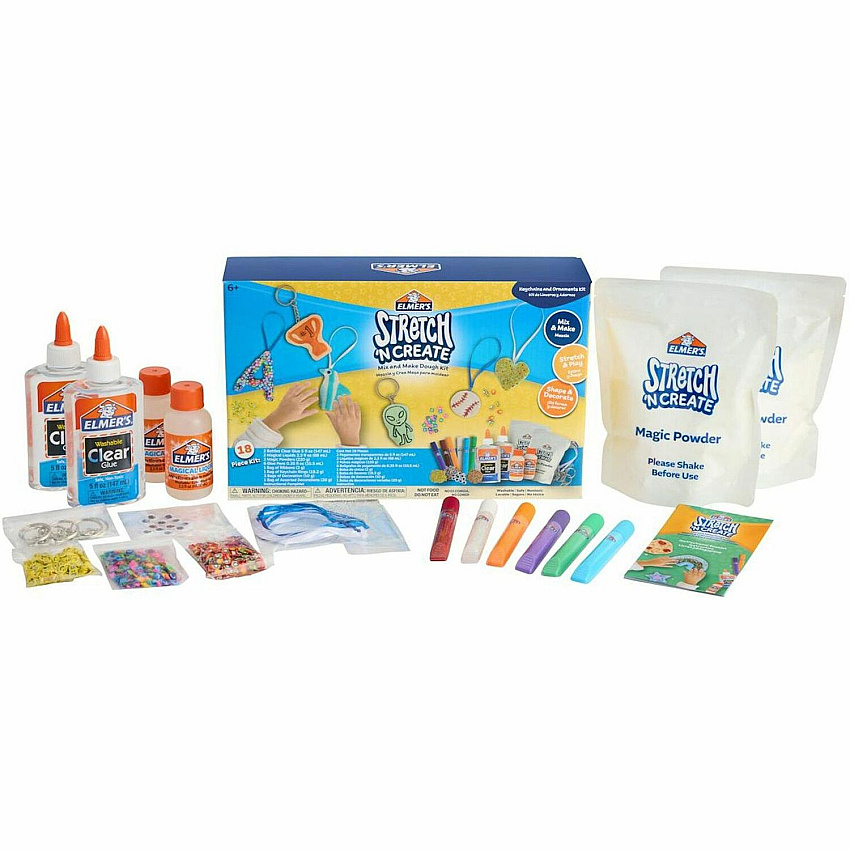 Elmer's Stretch 'N Create Dough Kit Decoration, Shaping, Art, Craft, Key Chain, Ornaments - 18 Piece(s) - Assorted - 1 Box (2208543)