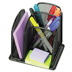 Safco Onyx Mesh Mini Organizer, 3 Compartments, Steel, 6 x 5.25 x 5.25, Black (3250BL)