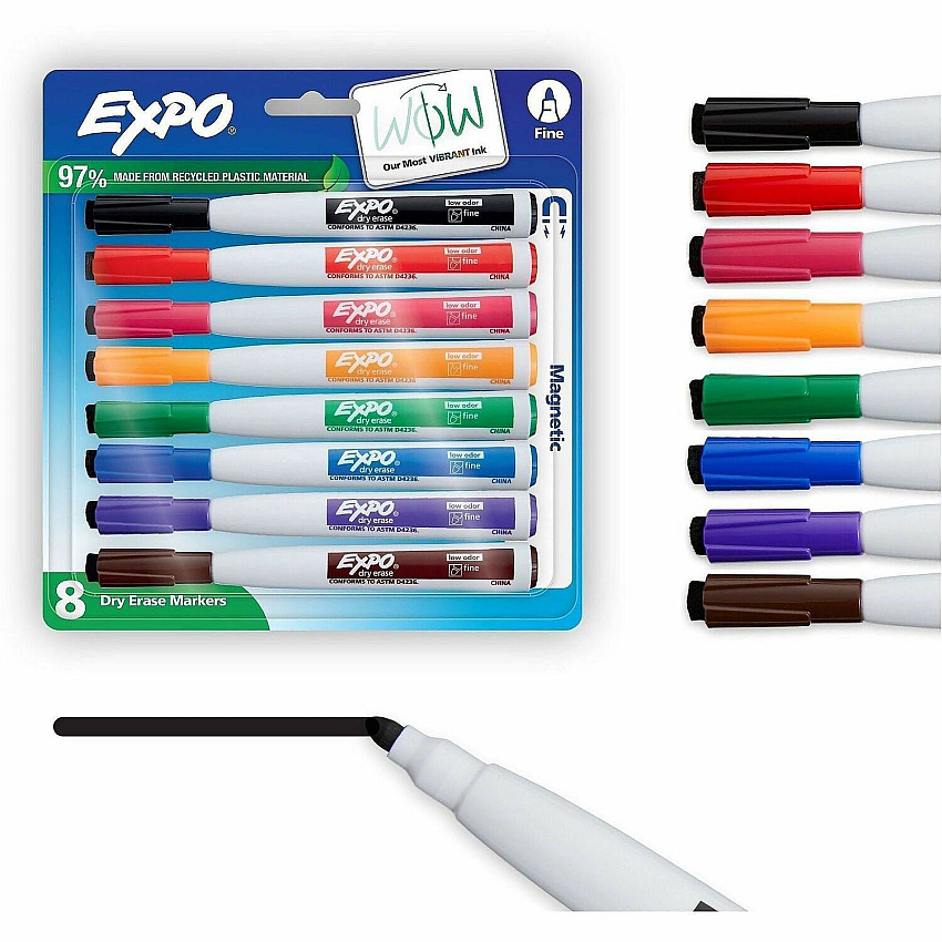 Sharpie Eraser Cap Fine Magnetic Dry Erase Markers Erasable - Assorted Ink/ - 8 / Pack (1944748A)