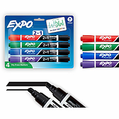 Expo 2-in-1 Dry Erase Markers Erasable - Assorted Ink/ - 4 / Pack (1944655A) Expo 2-in-1 Dry Erase Markers Erasable - Assorted Ink/ - 4 / Pack (1944655A)