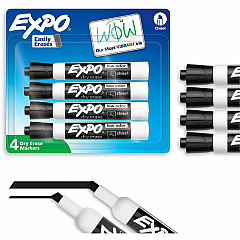 Expo Dry Erase Chisel Tip Markers Erasable - Black Ink - Dry - 4 / Pack (80661A) Expo Dry Erase Chisel Tip Markers Erasable - Black Ink - Dry - 4 / Pack (80661A)