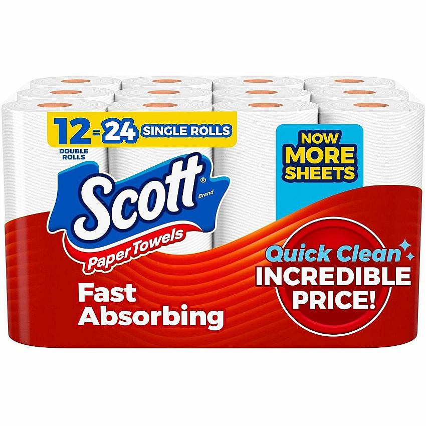 Scott Choose-A-Sheet Paper Towels White - Fiber Paper - 12 / Pack (56672)