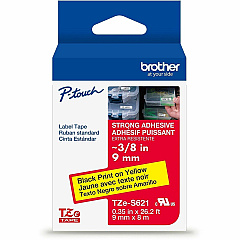 P-touch Label Tape x 11/32" Width x 26 1/5 ft Length - Tape - Black On Yellow - Water Resistant - Laminated - 1 Each (TZES621G)