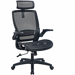 Lorell Lanser All-Mesh Chair with Flip-Up Arms Mesh Seat Material - Mesh Back Material - High Back - 5-star Base - Black - Armrest - 1 Each (LLR63211)