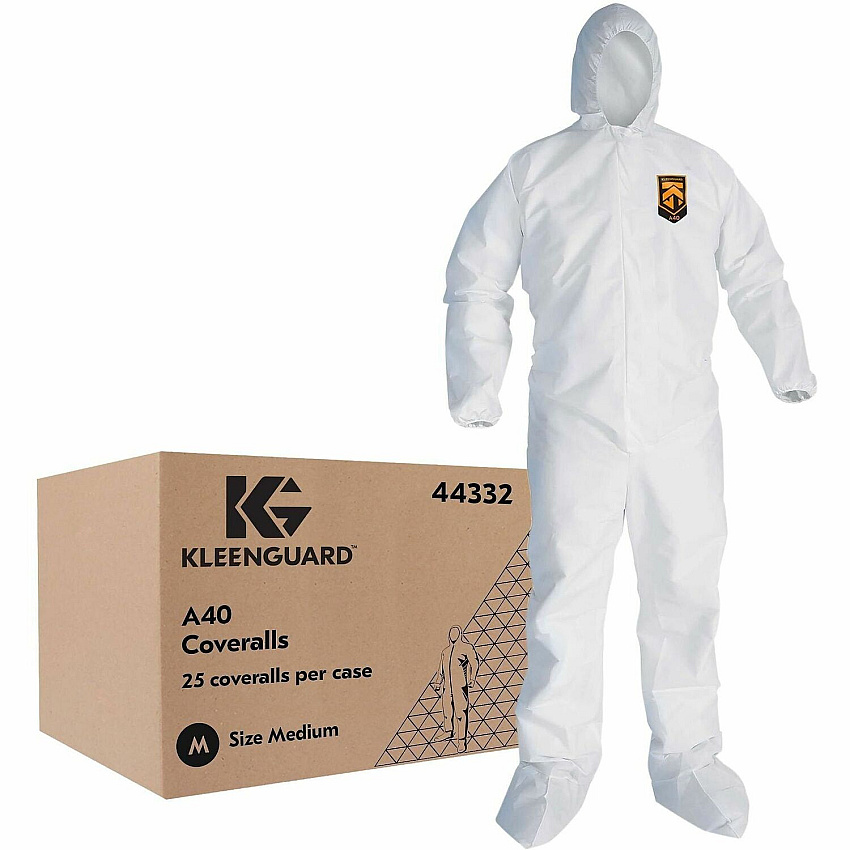Ansell Health Liquid/Particle Protection Coveralls Medium - Liquid, Dry Particle, Solid/Liquid Aerosol Protection - Film Laminate - White - Disposable, Microporous, Anti-static, Zipper Front, Elastic Back, Elastic Wrist & Ankle, Hood, Non-skid, Br (44332)