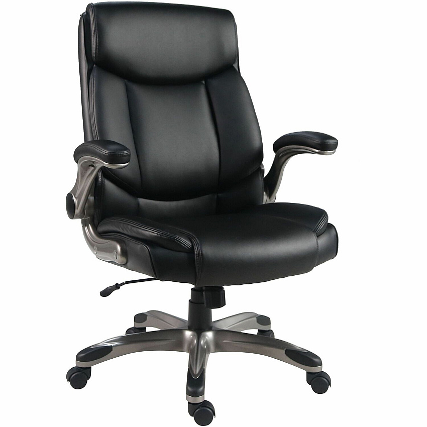 Lorell Sera High-Back Manager Chair Polyurethane Seat Material - Polyurethane Back Material - High Back - Black - Armrest - 1 Each (LLR63271)