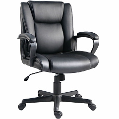 Lorell SOHO Mid-back Chair Mid Back - Black - PU Leather - Armrest - 1 Each (LLR81810)