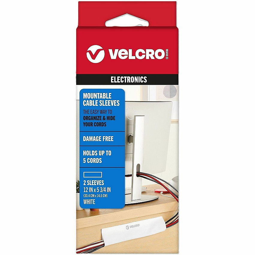 VELCRO&reg; Cable Organizer Cable Sleeve - White - 2 / Pack (30798)