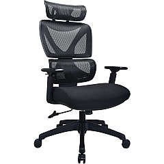 Lorell Xavier Mesh High-Back Chair with Articulating Lumbar Foam, Fabric Seat Material - Mesh Back Material - High Back - 5-star Base - Black - Armrest - 1 Each (LLR84397)