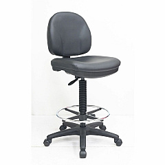 Lorell Millenia Series Adjustable Task Stool with Back Vinyl Seat Material - Vinyl Back Material - 5-star Base - Black - Vinyl, Plastic - 1 Each (LLR80018)