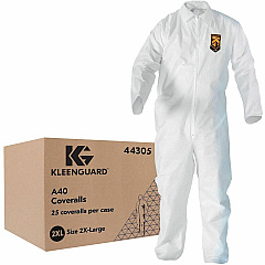 Ansell Health A40 Protection Coveralls 2-Xtra Large - Liquid, Dry Particle Protection - Film Laminate - White - Zipper Front, Elastic Wrist & Ankle, Elastic Back, Hood, Non-skid, Breathable, Microporous, Anti-static, Disposable - 25 / Carton (44305) Ansell Health A40 Protection Coveralls 2-Xtra Large - Liquid, Dry Particle Protection - Film Laminate - White - Zipper Front, Elastic Wrist & Ankle, Elastic Back, Hood, Non-skid, Breathable, Microporous, Anti-static, Disposable - 25 / Carton (44305)