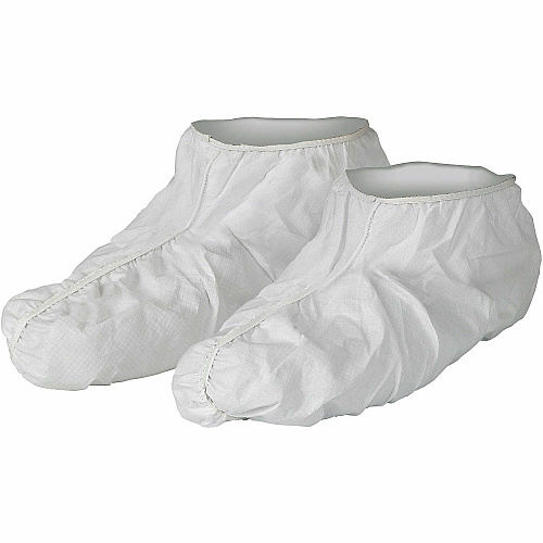 Ansell Health Protective Shoe Covers Recommended for: Liquid Handling, Pharmaceutical, Manufacturing - Universal - Dry Particle, Chemical, Debris, Liquid Protection - Film Laminate - White - Breathable, Microporous, Liquid Resistant, Elastic Openi (27000)